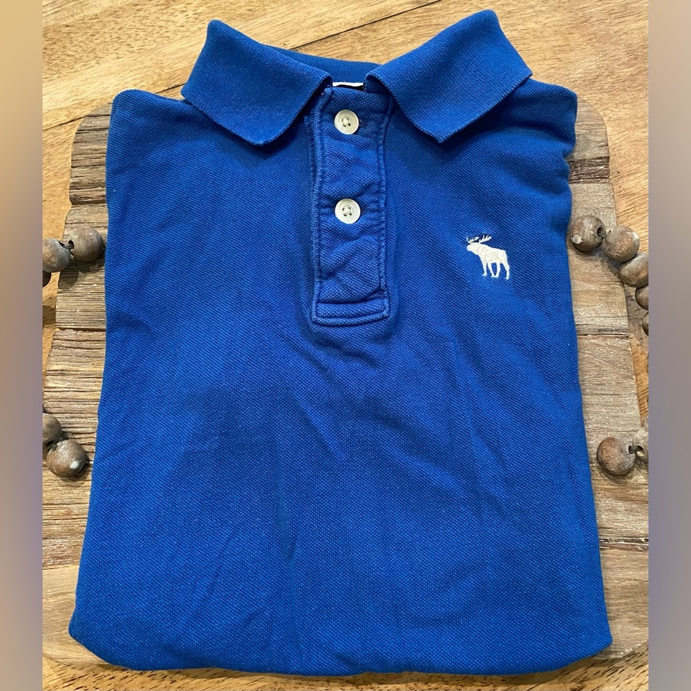 Abercrombie Boy’s XL Vivid Blue 100% Cotton Pique‎ Knit Short Sleeve Polo Shirt